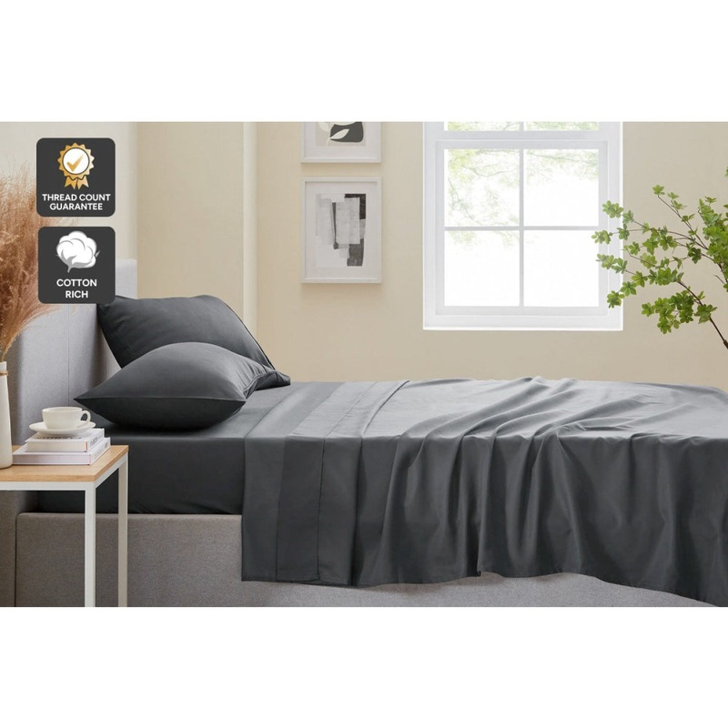 1200TC Premium Cotton Bed Sheet Set Charcoal