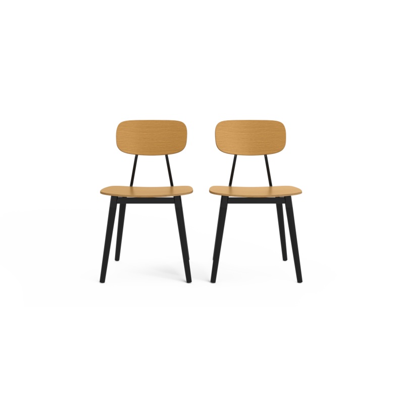 Aldridge Set of 2 Dining Chairs Natural Oak Wood