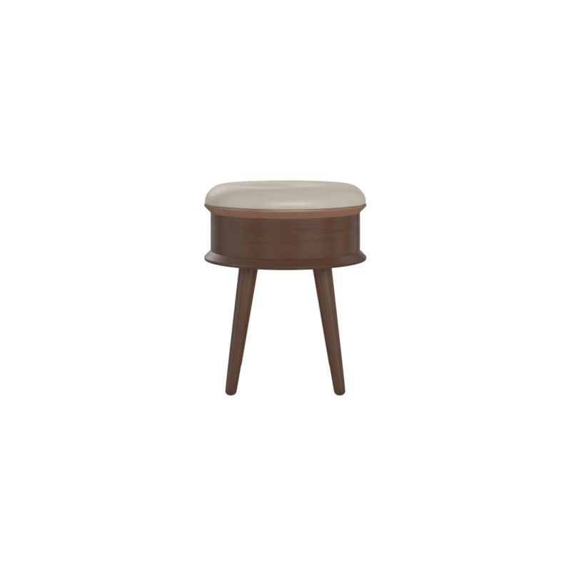 Ethan Wooden Leather Stool with Seat Pad