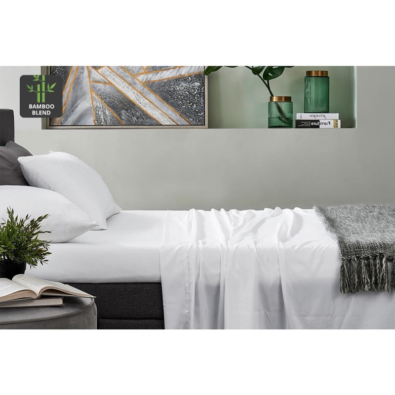 100% Natural Bamboo Bed Sheet Set White