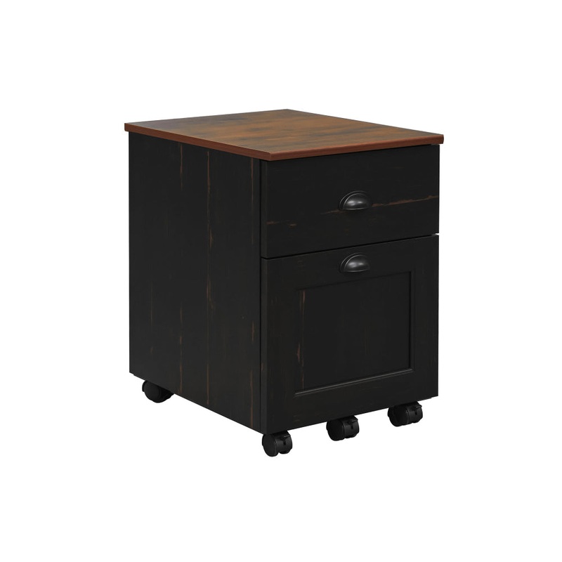 Basil Wooden 2-Drawer Mobile Pedestal Filling Cabinet Antique Black