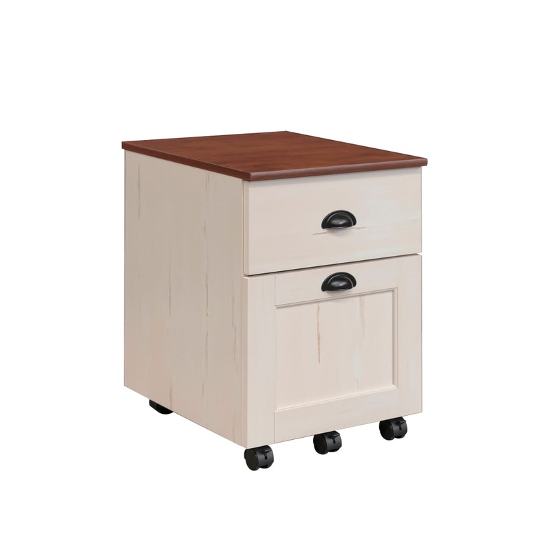 Basil Wooden 2-Drawer Mobile Pedestal Filling Cabinet Antique White