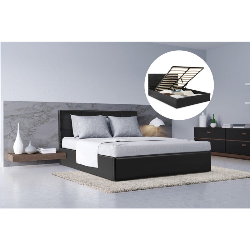 Bed Frame Siena Gas Lift Collection Black Queen