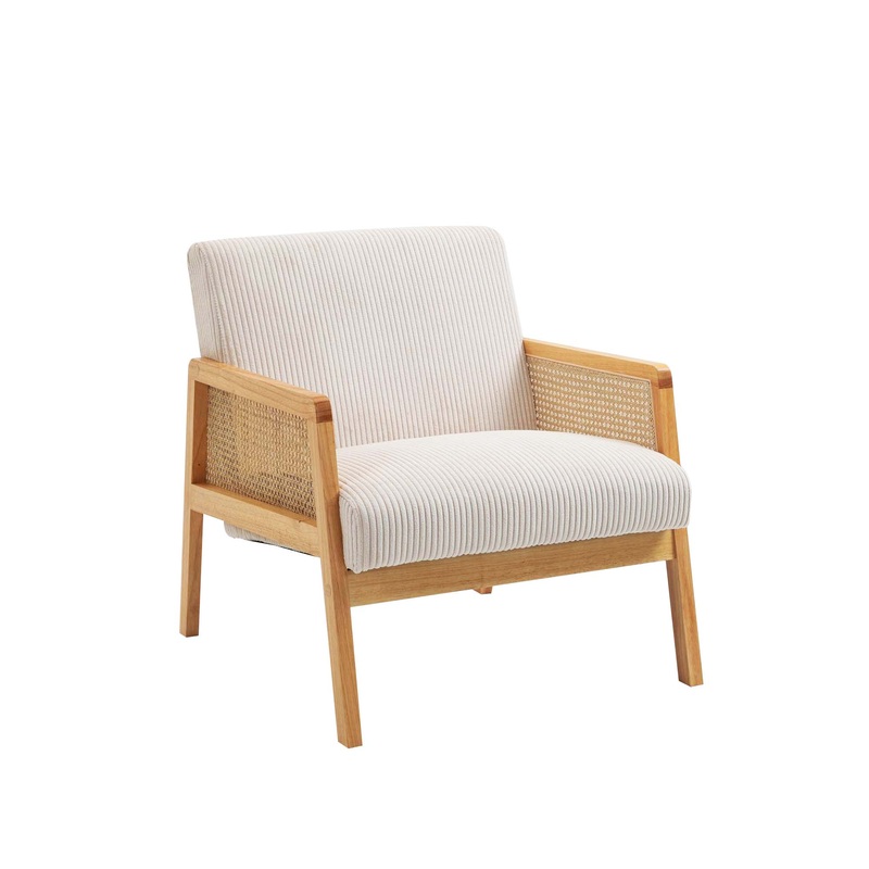 Canggu Fabric Armchair Fabric Seat Accent Relaxing Lounge Chair Natural
