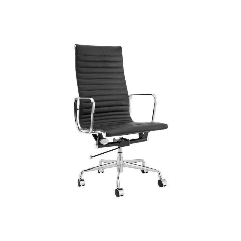 Eames Group Standard Matte Black Aluminium High Back Office Chair Replica Black/Chrome
