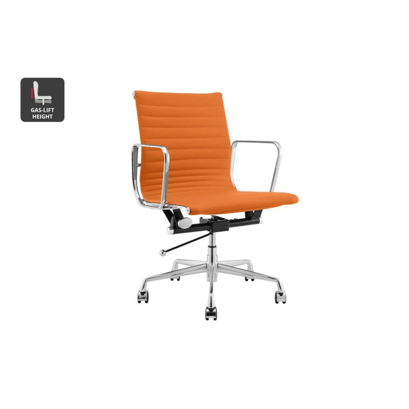 Eames Group Standard Matte Black Aluminium Low Back Office Chair Replica Orange/Chrome