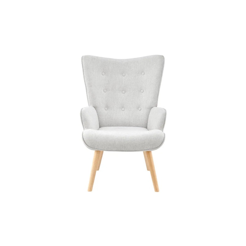 Henry High Back Armchair Accent Relaxing Lounge Chair Light Grey