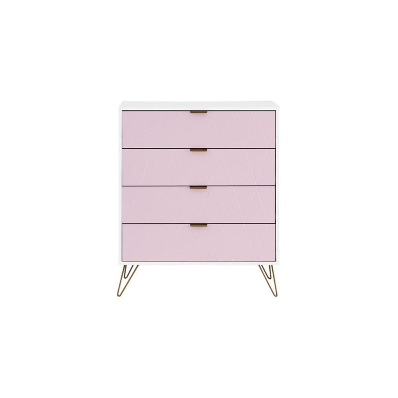 Lanark Collection Chest of 4-Drawers  Tallboy Storage Cabinet Pink