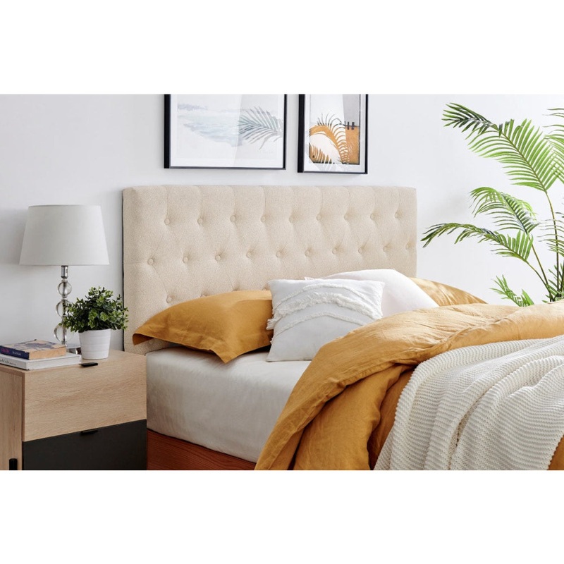 Lilly Button Bed Head Queen Size Oatmeal