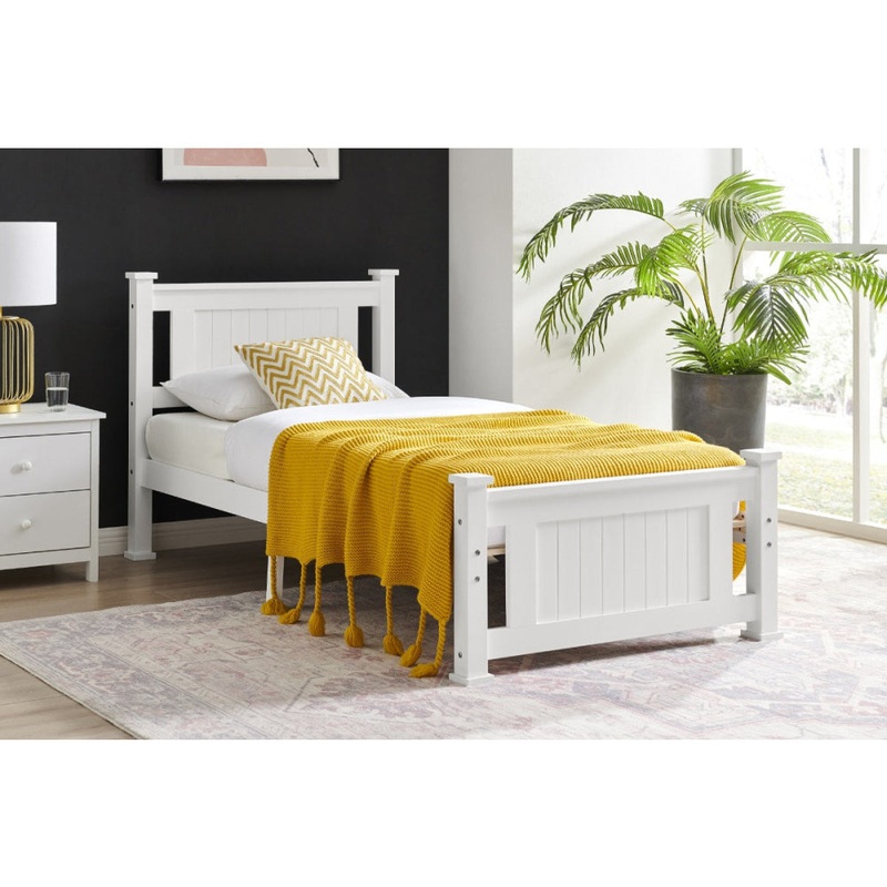 Mila Wooden Coastal Bed Frame White