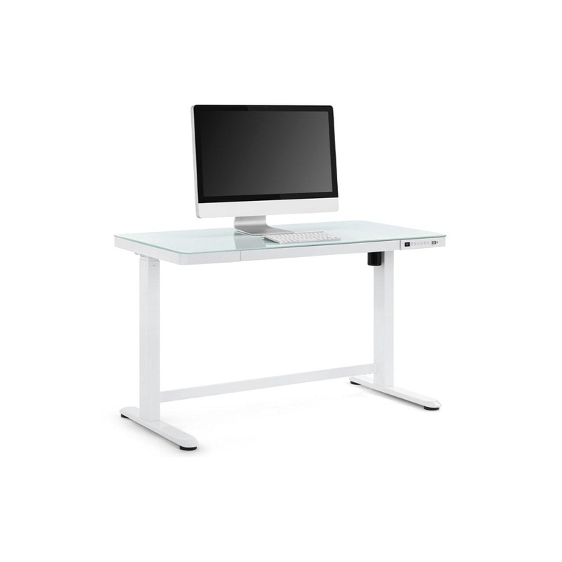 Sorrento Electric Standing Computer Working Office Desk White/Glass