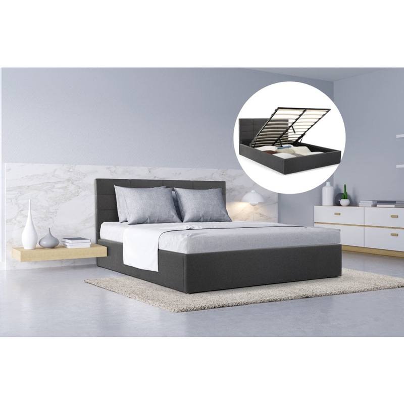Tenby Gas Lift Collection Bed Frame Charcoal Grey Queen