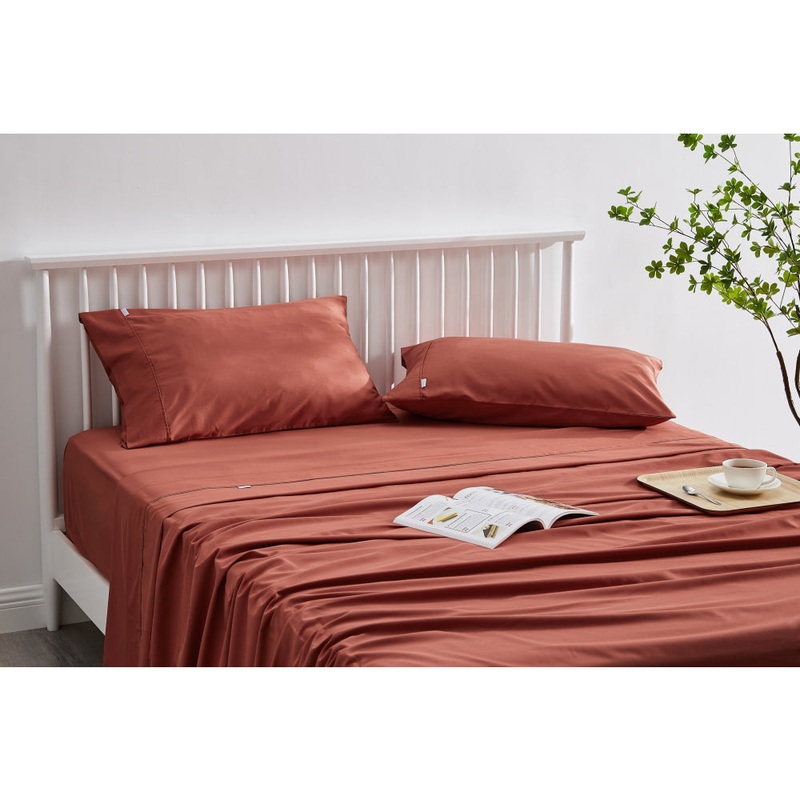 Trafalgar Brooklyn Bamboo Cotton Bed Sheet Set Rust Single