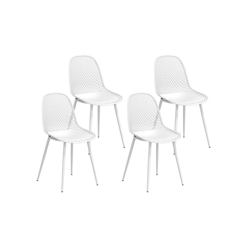 4PC Outdoor Dining Chairs PP Lounge Chair Patio Garden Furniture White