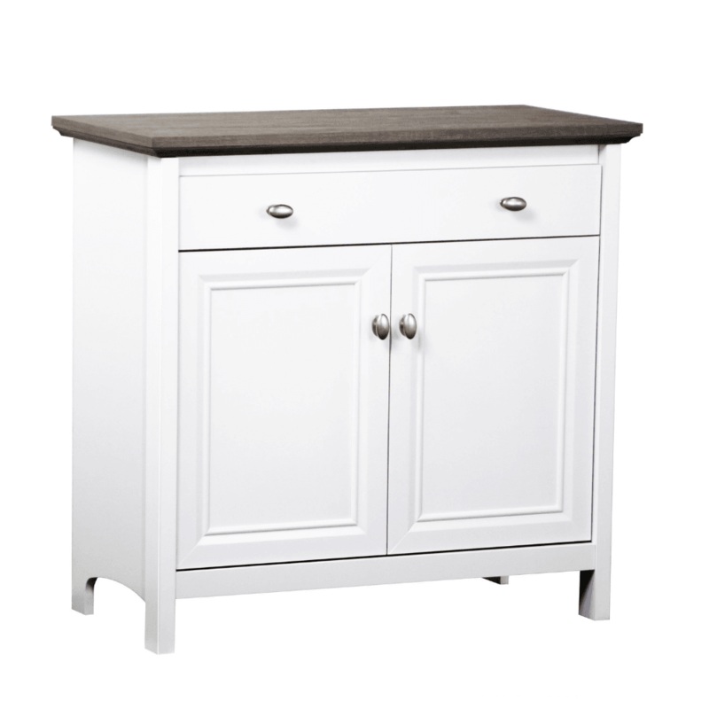 Beanca 2-Doors Multi Purpose Credenza Low Cupboard Storage Cabinet - Grey Oak & White