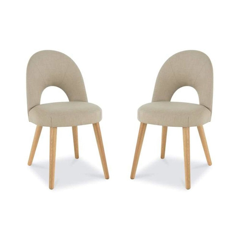 Set of 2 - Charlie Scandinavian Fabric Dining Chair - Stone