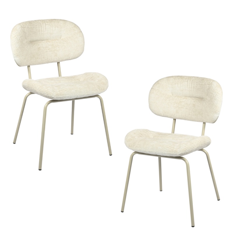 Set Of 2 Jaxon Fabric Kitchen Dining Side Chair Metal Legs Pearl