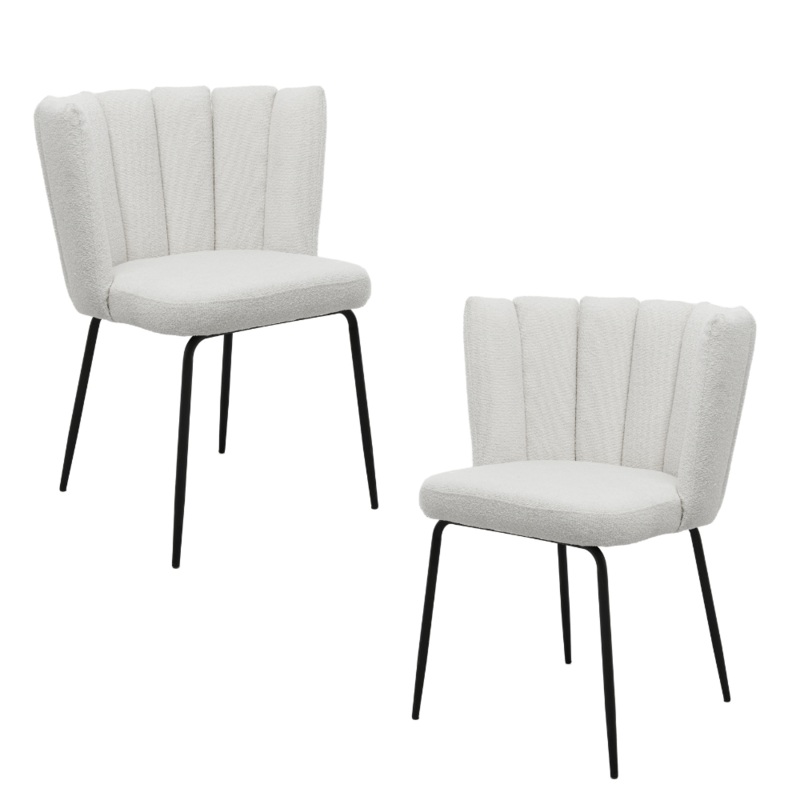 Set Of 2 Maisy Modern Kitchen Dining Side Chair Metal Legs Beige