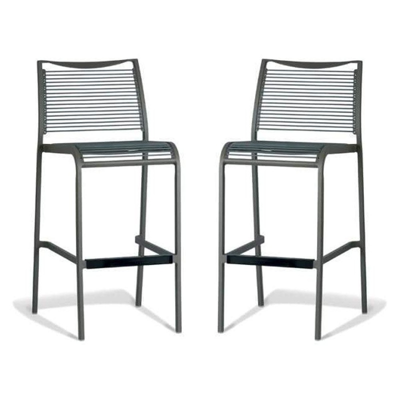 Set of 2 - Wanika Outdoor Bar Stool 75cm - Grey