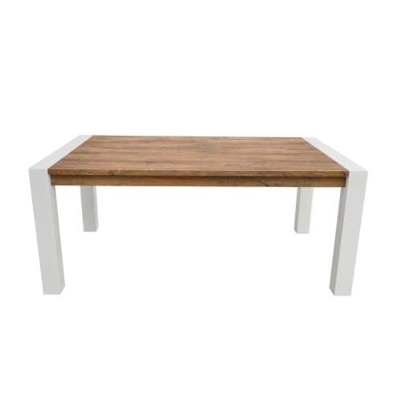 Irene Dining Table 1.8m -  Antique Oak / High Gloss White