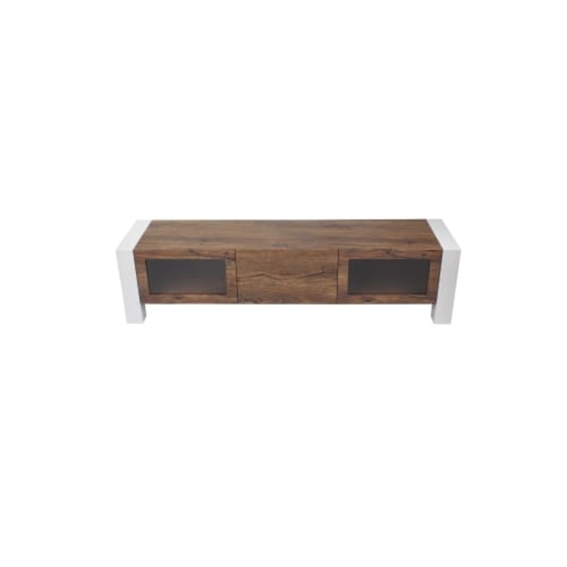 Kaitlyn TV Stand Cabinet Entertainment Unit 2m - Antique Oak / High Gloss White
