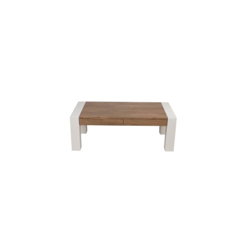 Megan Rectangular Wooden Coffee Table - Antique Oak / High Gloss White
