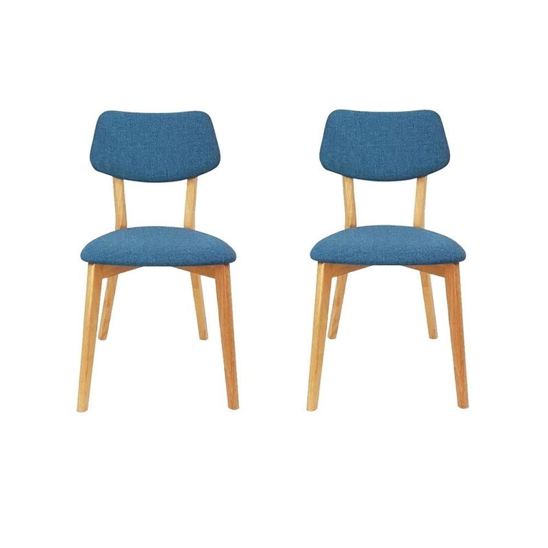 Set Of 2 - Jelly Bean Scandinavian Fabric Wooden Dining Chair - Teal
