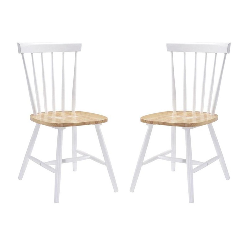 Set of Two - Hansel Dining Chairs - White Frame - Natural Seat