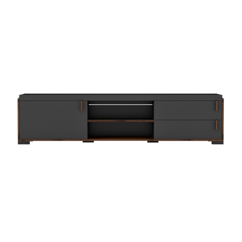Lancester Entertainment Unit TV Stand 1.8m - Walnut & Dark Grey