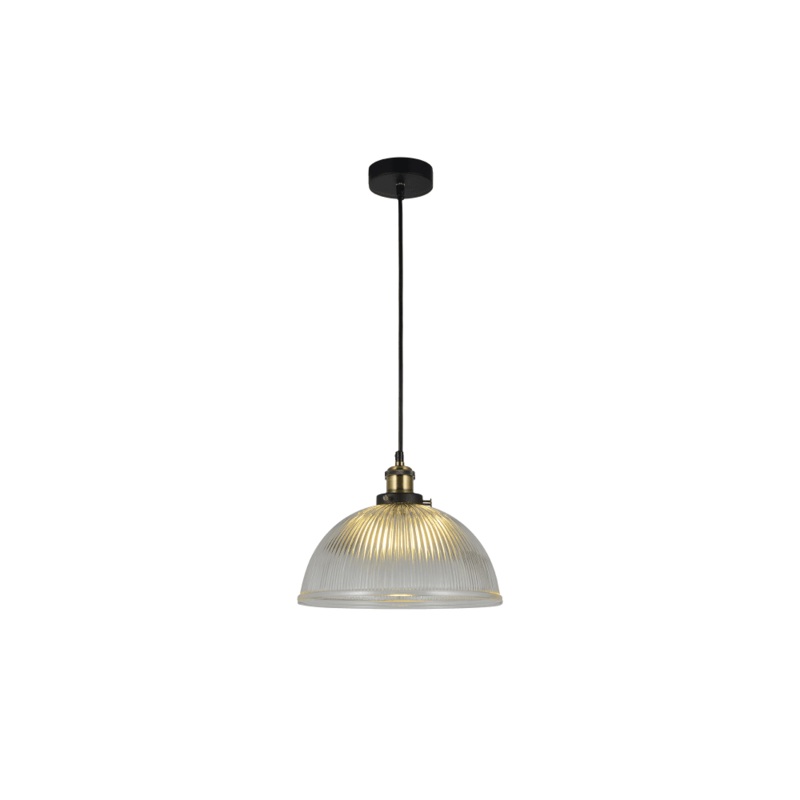 Livia Hanging Pendant Lamp Glass Shade - Black / Clear