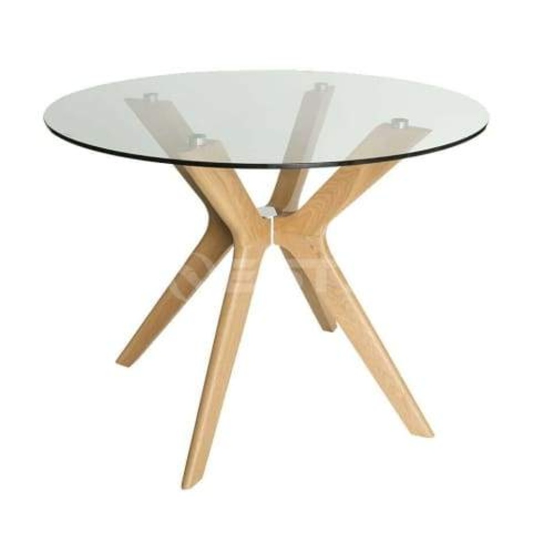 Lyn Round Glass Dining Table - 100cm - Natural