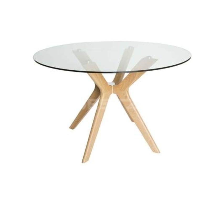 Lyn Round Glass Dining Table - 120cm - Natural