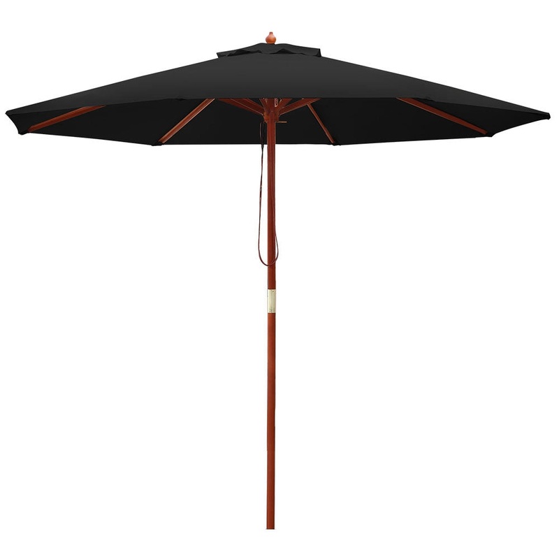 2.7M Outdoor Pole Umbrella Cantilever Stand Garden Umbrellas Patio Black