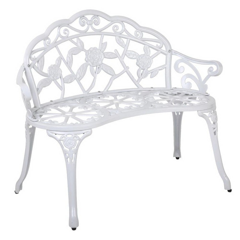 Victorian Garden Outdoor Metal 2-Seater Bench  White