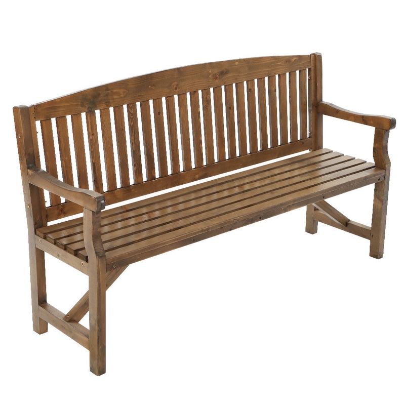 Wooden Garden Bench Chair Natural Outdoor Furniture Dcor Patio Deck 3 Seater