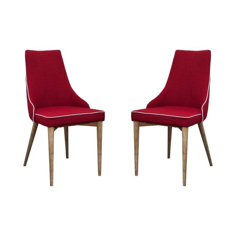 Set of 2 - Martini Luxury Scandinavian Fabric Dining Chair - Red