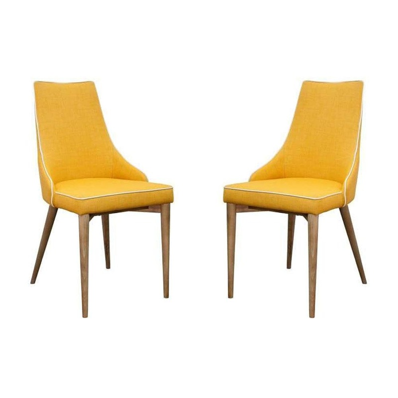 Set of 2 - Martini Luxury Scandinavian Fabric Dining Chair - Yellow