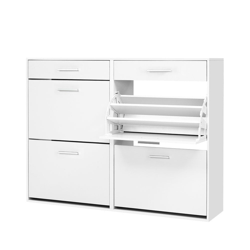 36 Pairs Shoe Cabinet Rack Organisers Storage Shelf Drawer Cupboard White