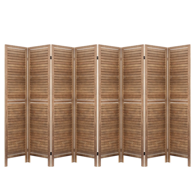 Room Divider Screen 8 Panel Privacy Wood Dividers Stand Bed Timber Brown