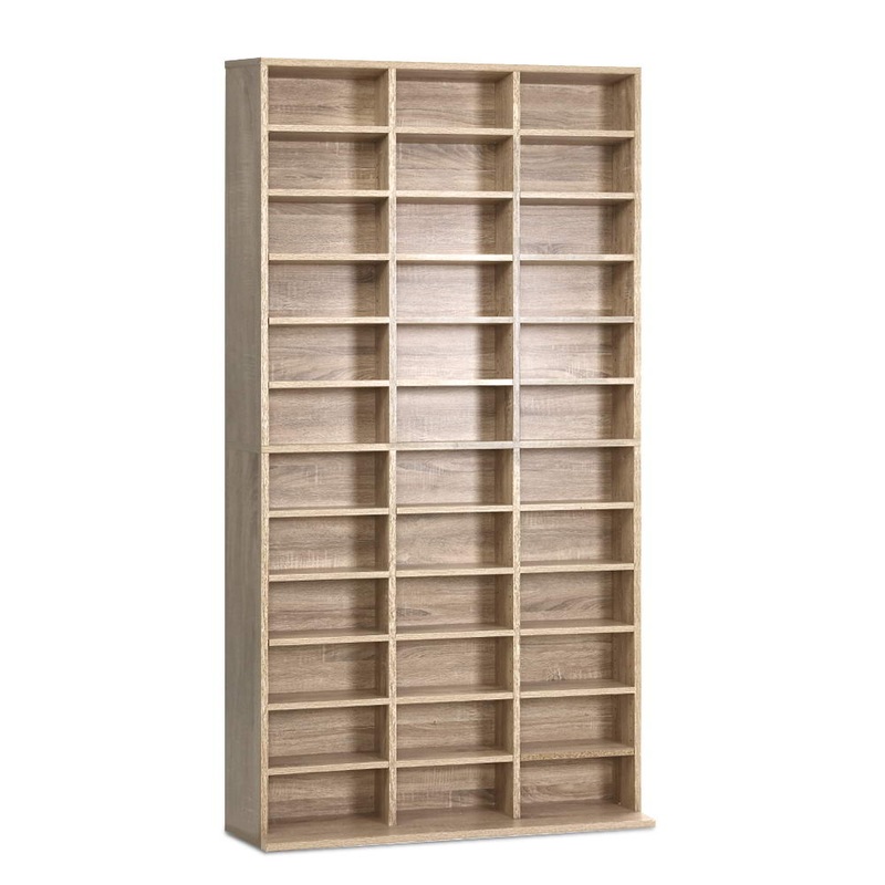 528 DVD 1116 CD Storage Shelf Media Rack Stand Cupboard Book Unit Oak