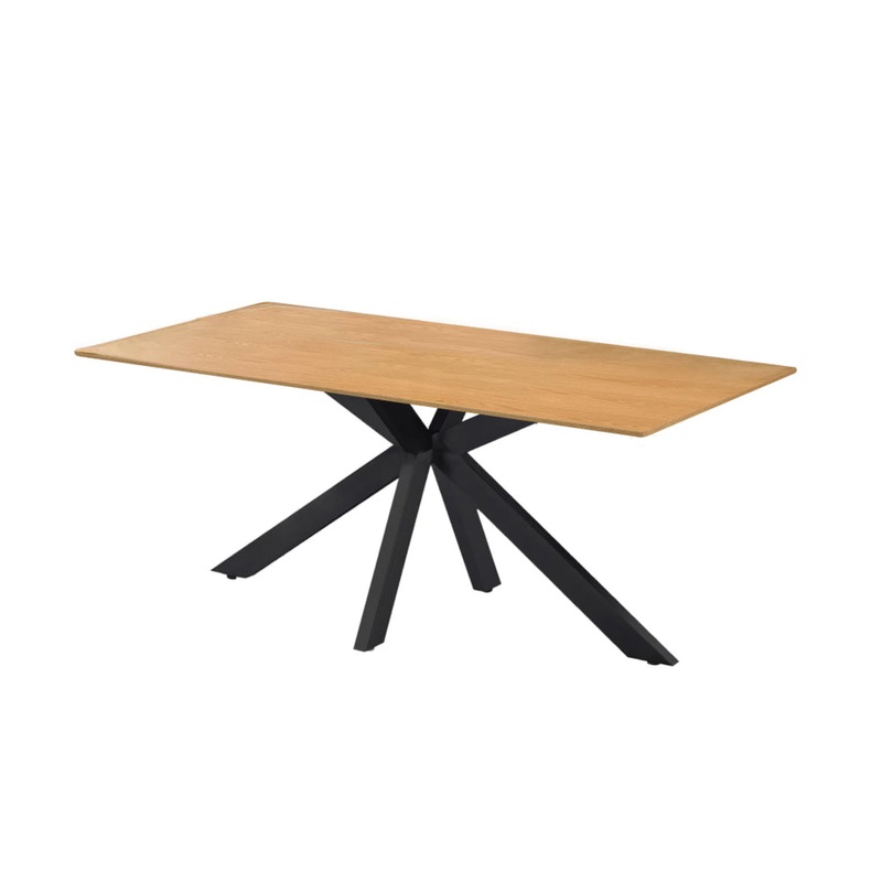 Easton Wooden Rectangular Kitchen Dining Table 180cm Metal Legs Natural/Black
