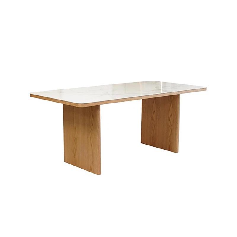 Marve Rectangular Sintered Stone Marble Looking Kitchen Dining 180cm White/Natural
