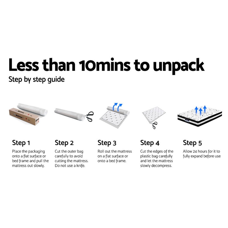 Bedding Rumba Tight Top Pocket Spring Mattress 24cm Thick  Queen