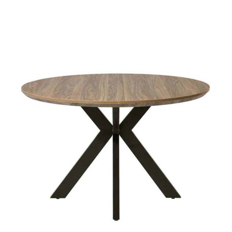 Oriel Round Dining Table 120cm - Black Metal Frame - Oak Sonoma