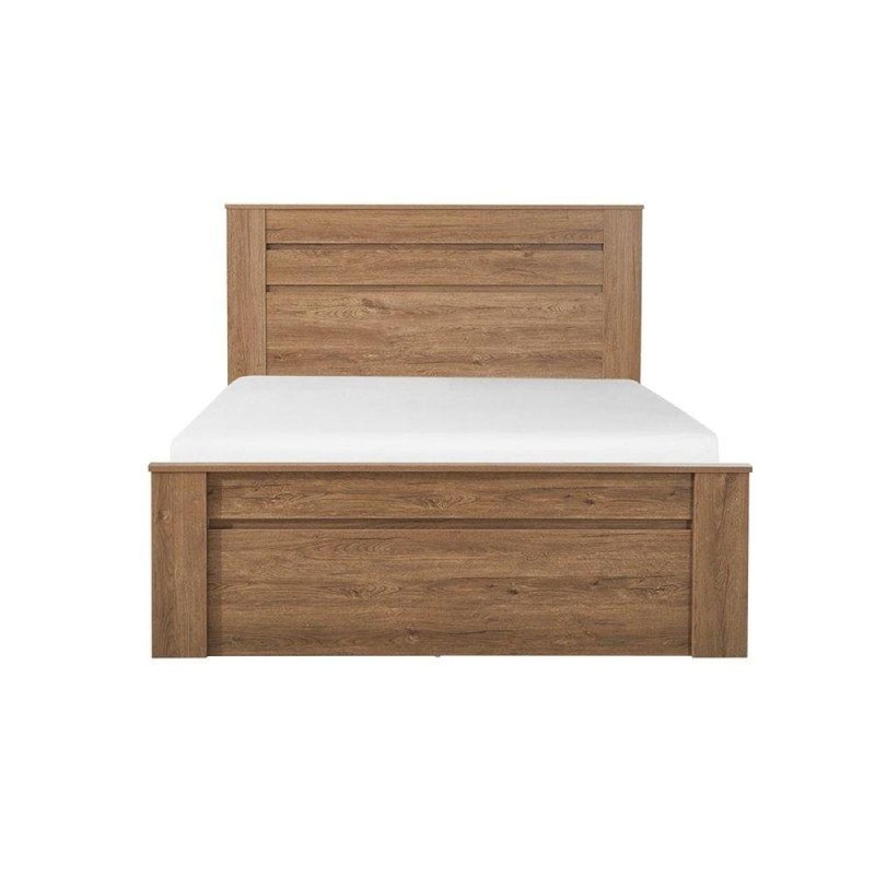 Modern Wooden Bed Frame Double Size W/ Headboard- Dark Oak