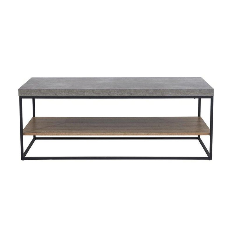 Rectangular Coffee Table - Black Metal Frame - Cement Grey