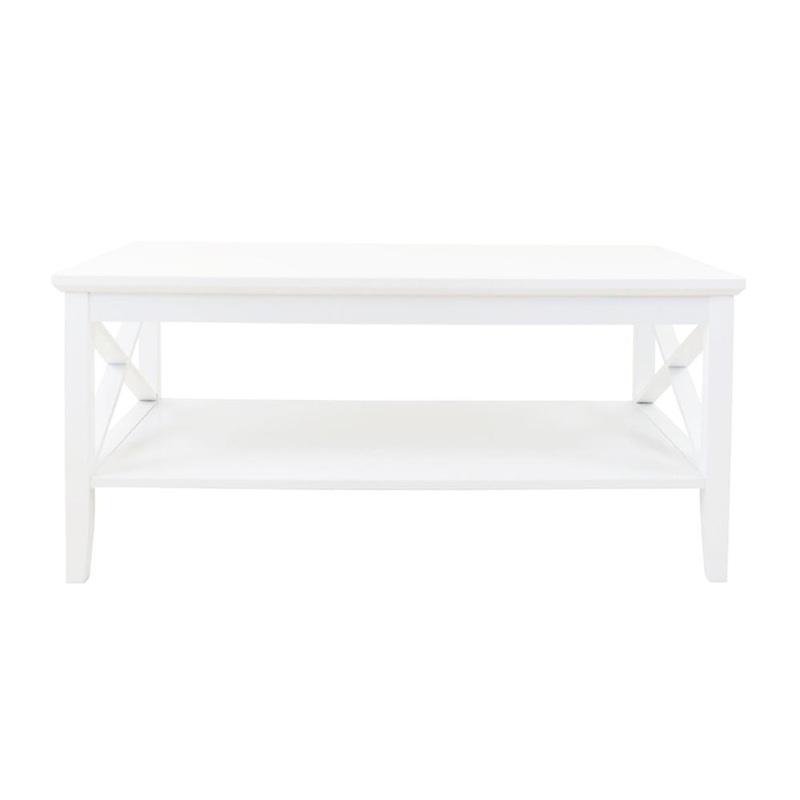 Hailey Rectangular Coffee Table 100cm W/ Open Shelf - White