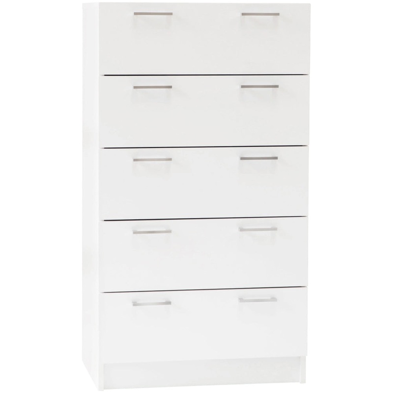 Lorenzo Chest of 5-Drawer Tallboy Storage Cabinet - White
