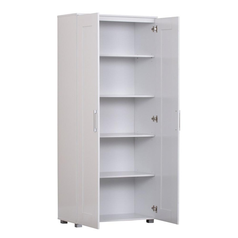 Nova 2-Door Tall Cupboard Storage Cabinet - White