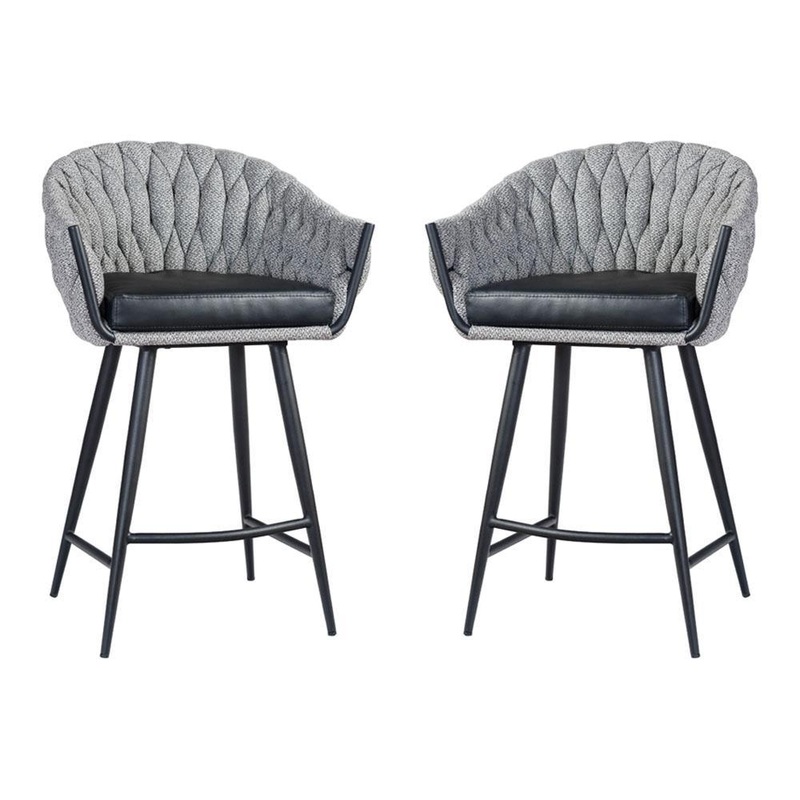 Set of 2 - Peak Fabric Bar Stool 65cm - Volcanic Ash